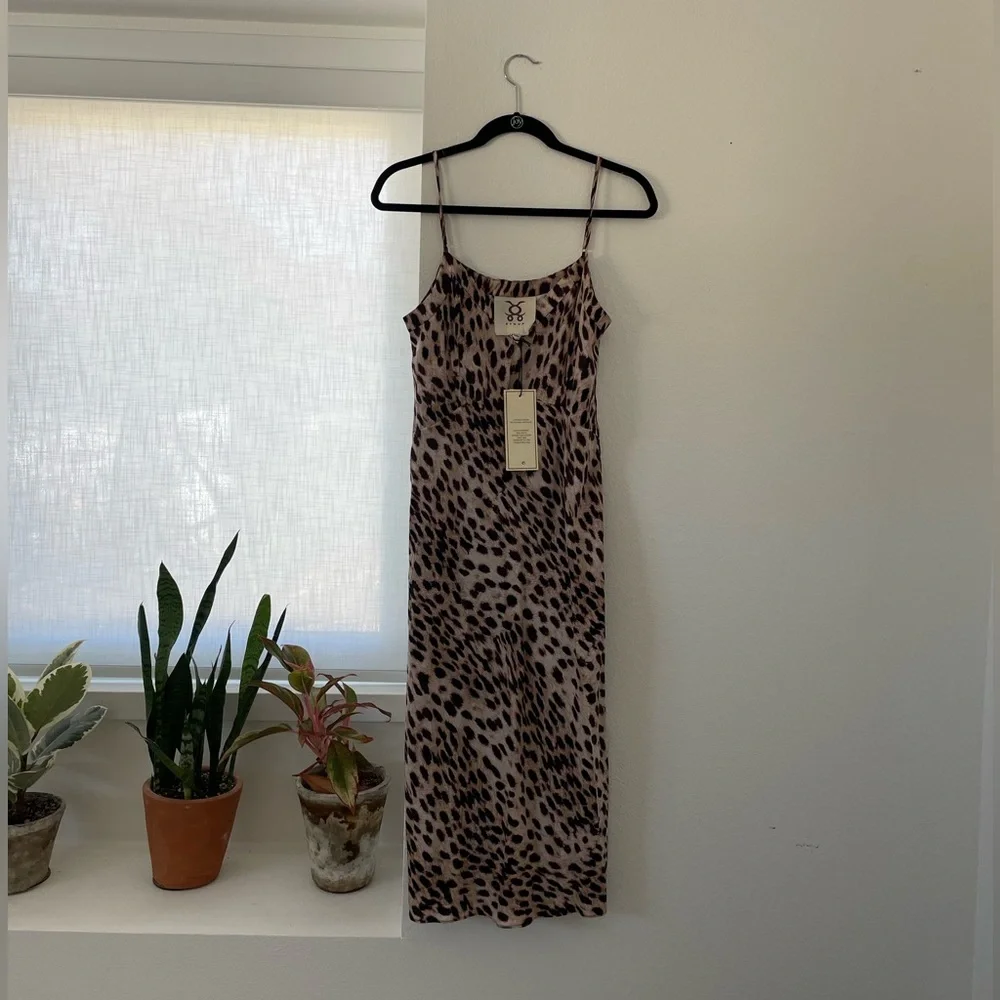 Figue 100% Silk Slip Cheetah Dress - Small - Picture 2 of 6